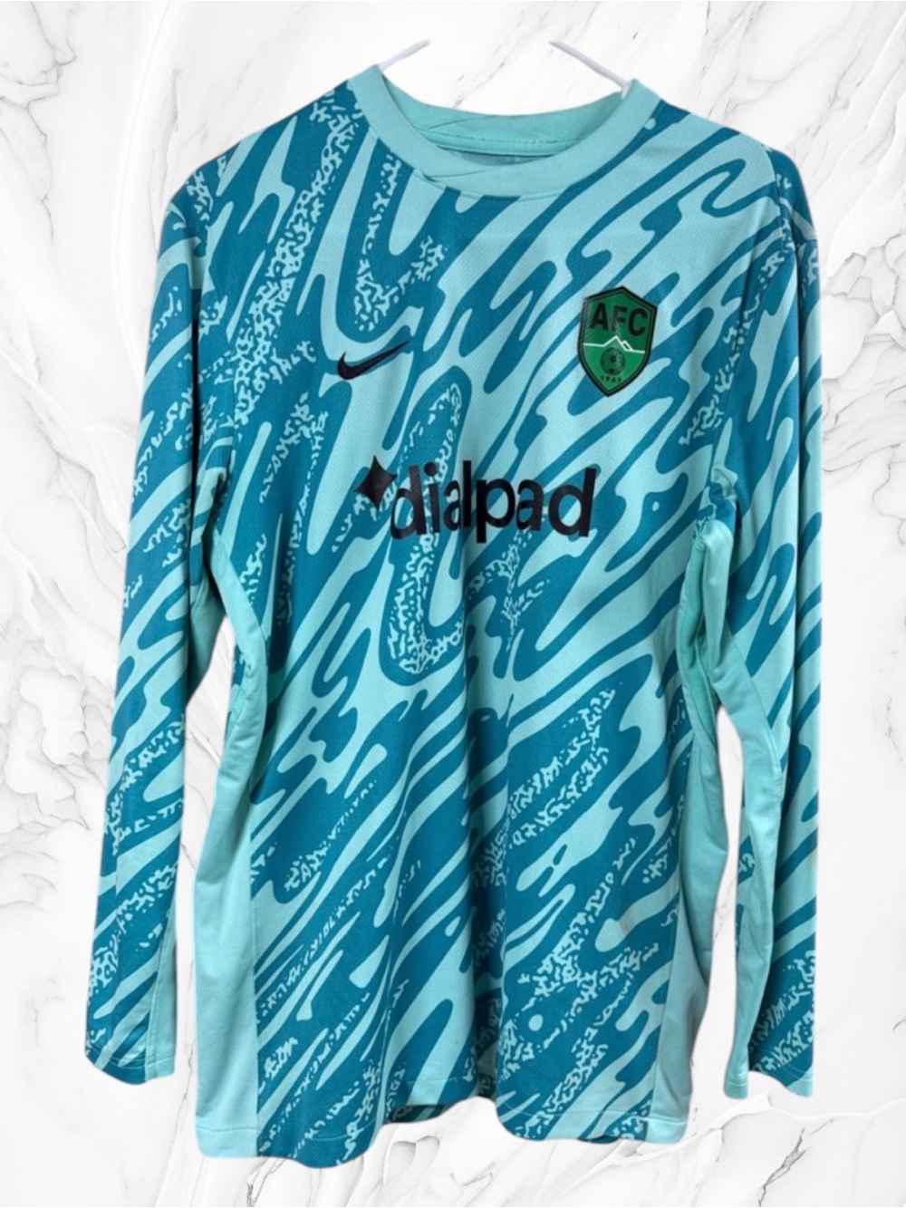Nike dialpad 24 long-sleeve soccer goalkeeper jersey abstract turquoise teal